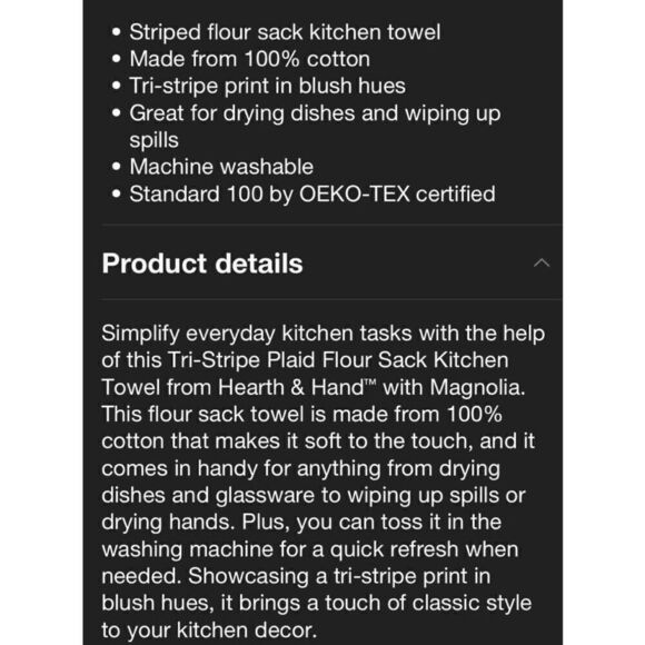 Hearth & Hand Tri-Striped With Blushing Tones Kitchen Towel - Picture 4 of 6